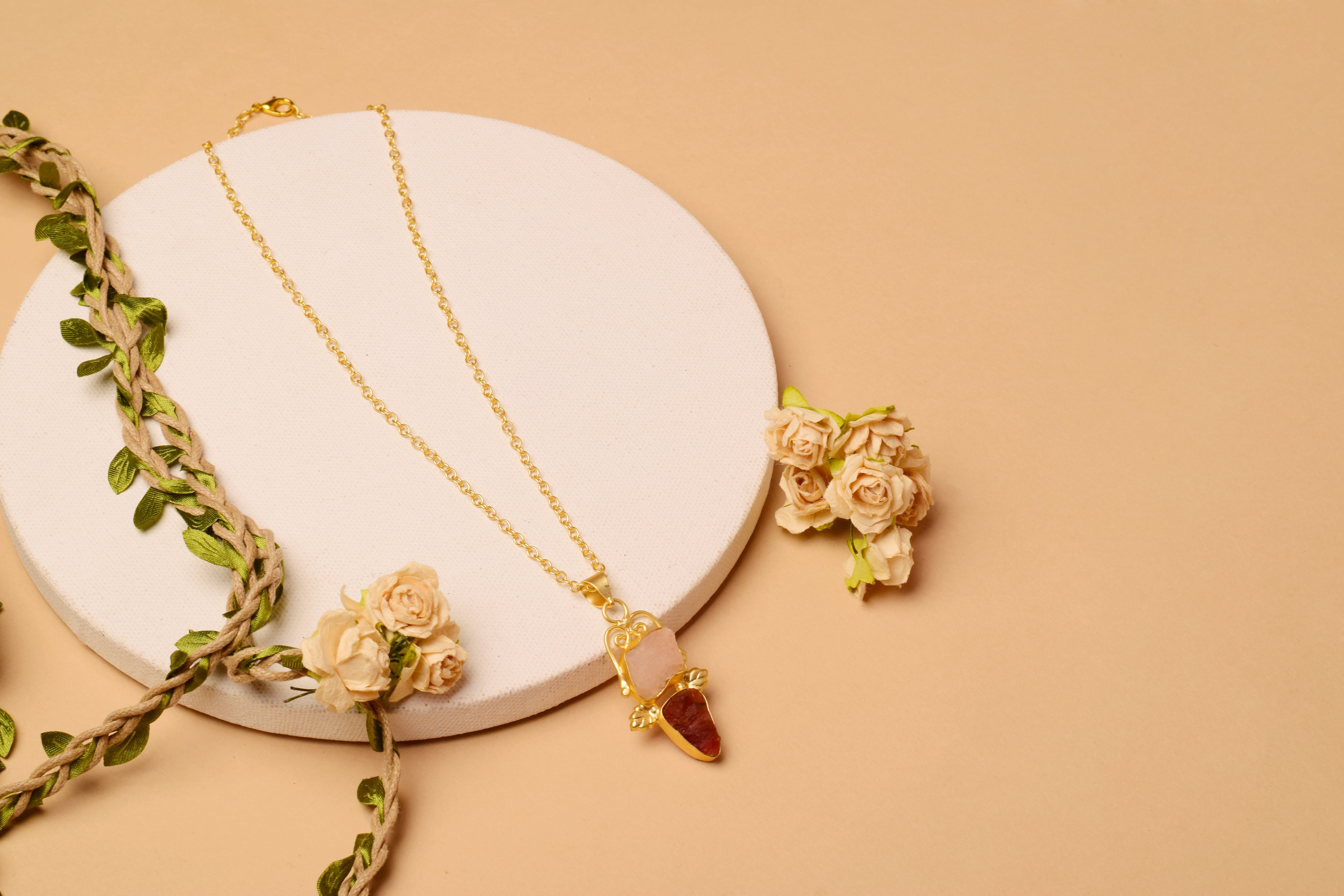 Rosy Ember Dual-Stone Pendant