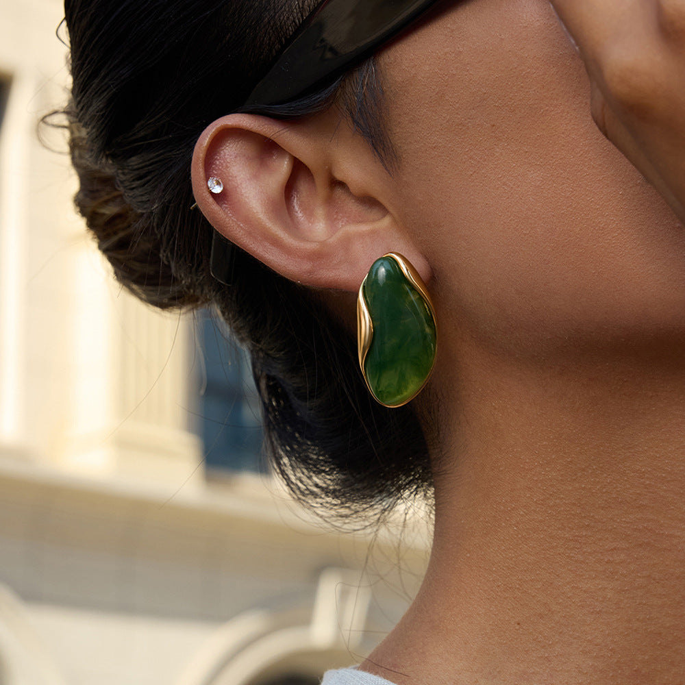 Olive Flow Resin Studs