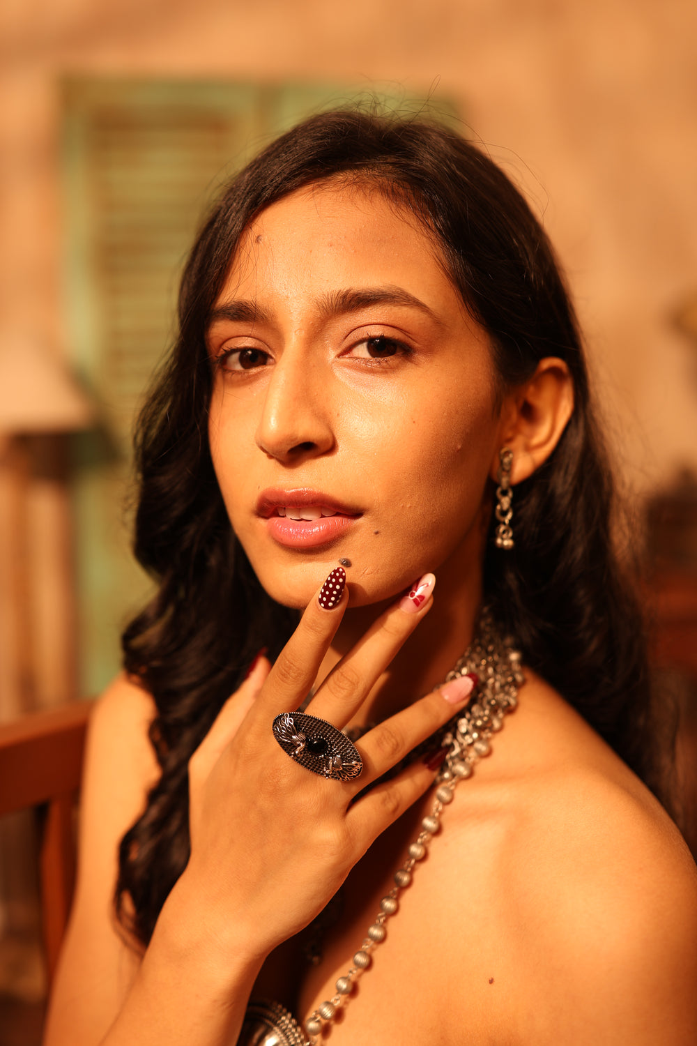 Oxidized Black Peacock Ring