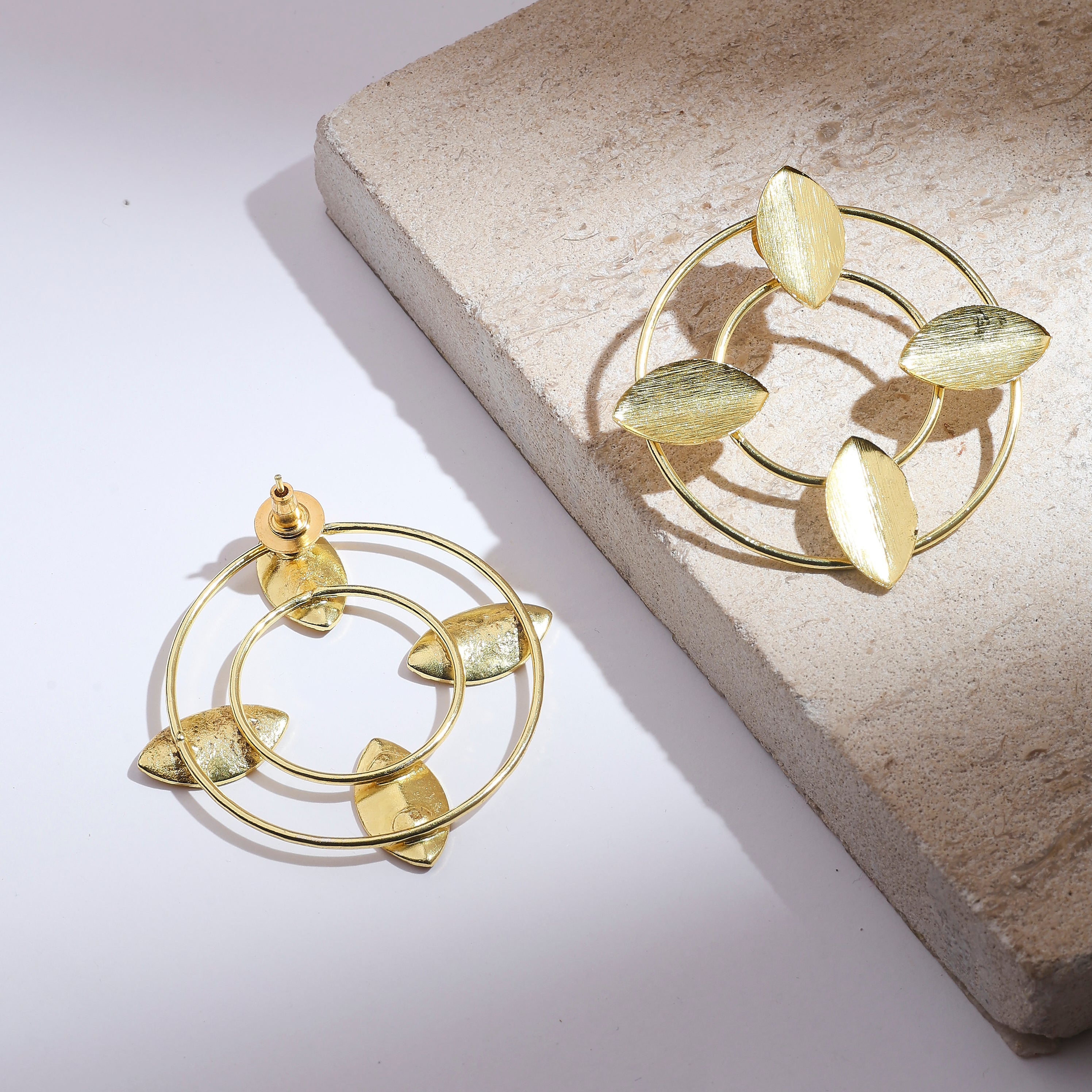 Leaf Circle Earrings