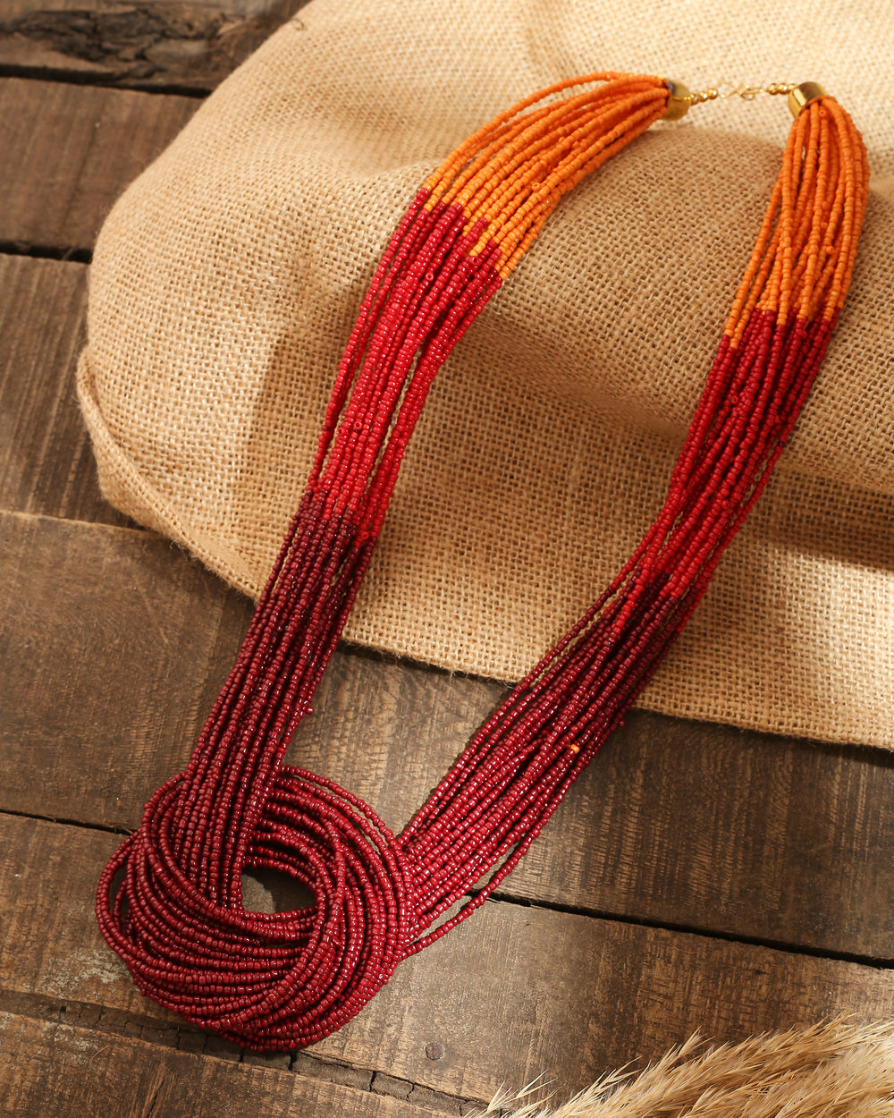 Shades of Orange Beads Neckpiece