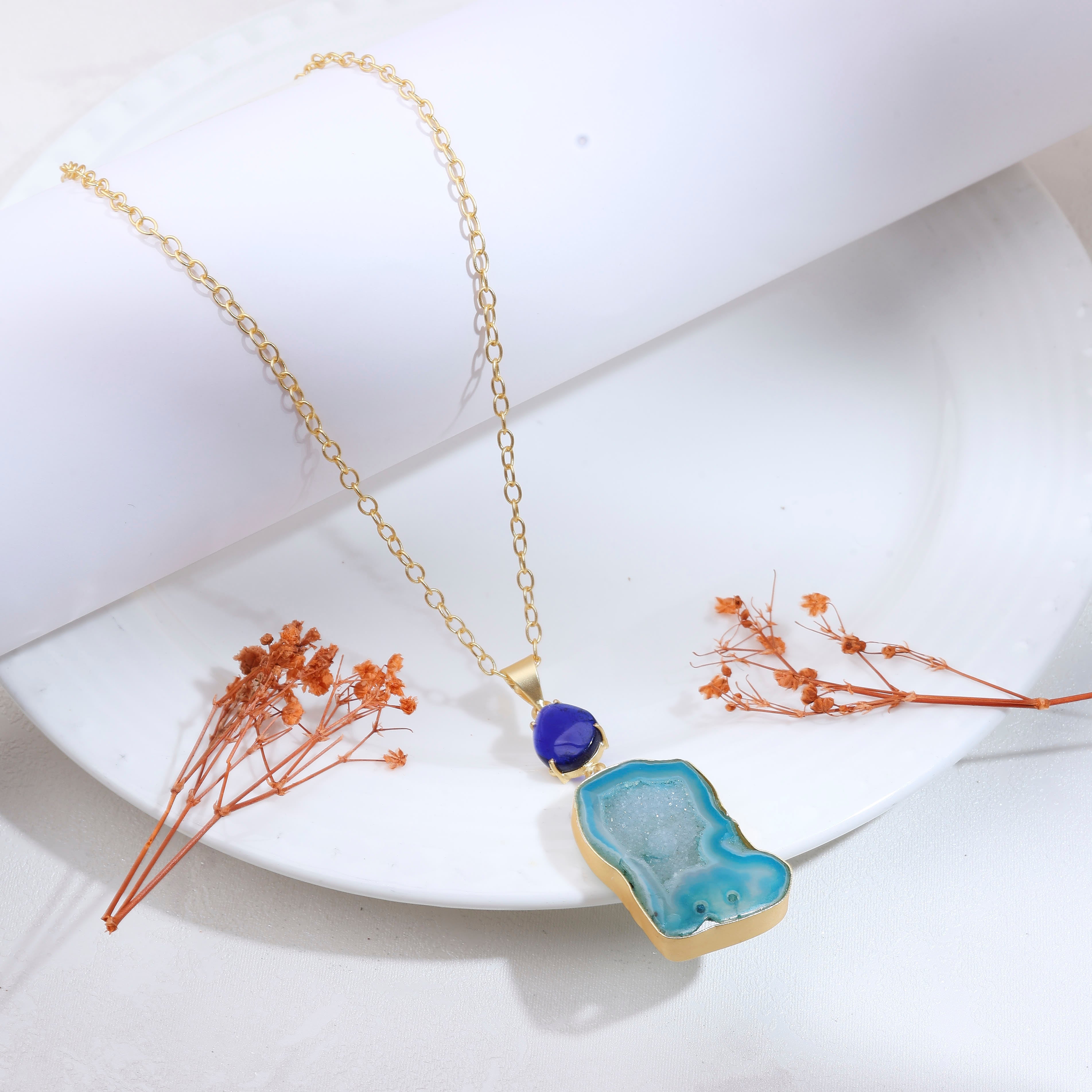 Blue Glow Druzy Necklace