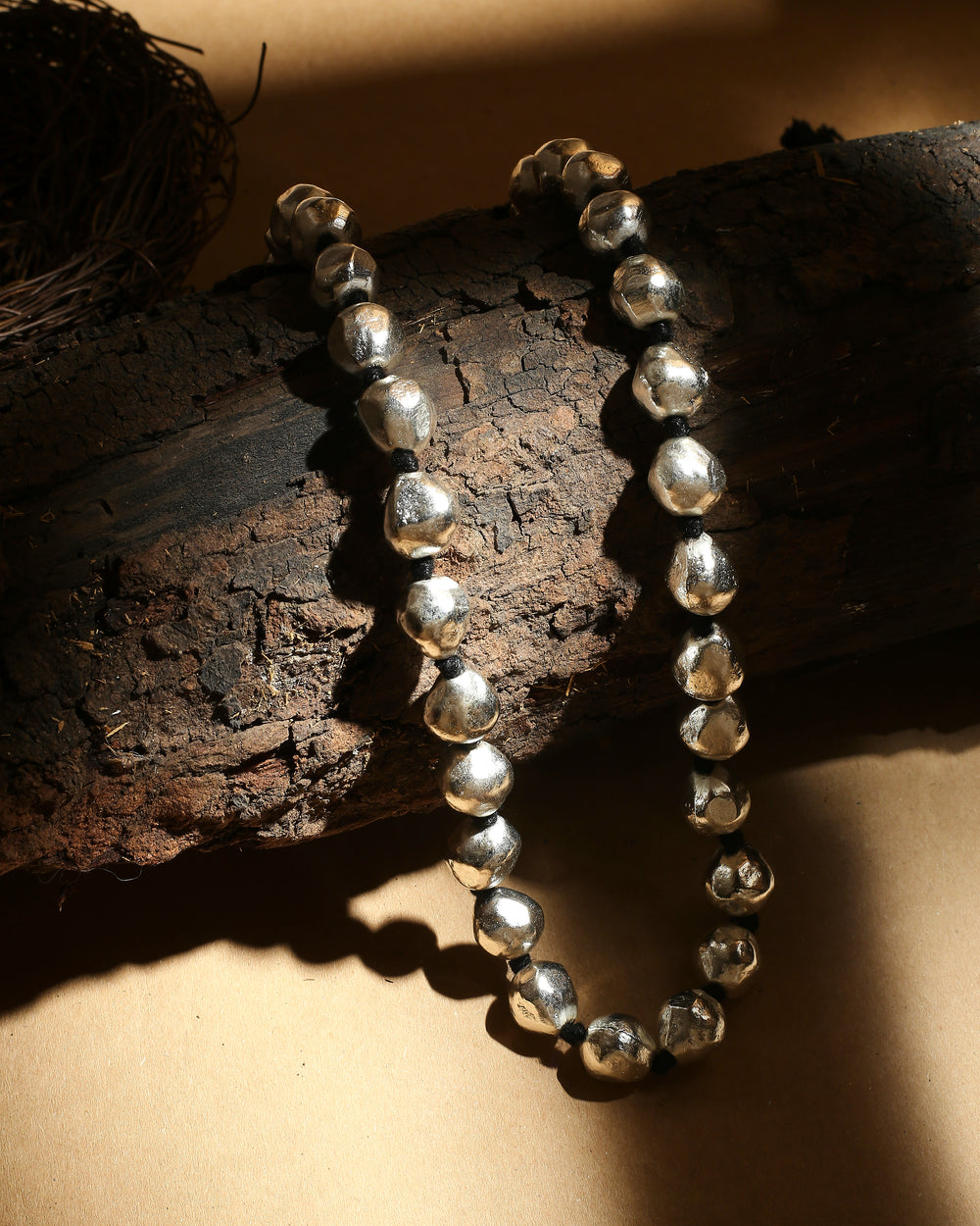 Silver and Black Round Neckpiece