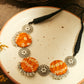 Orange Bandhani Necklace Set