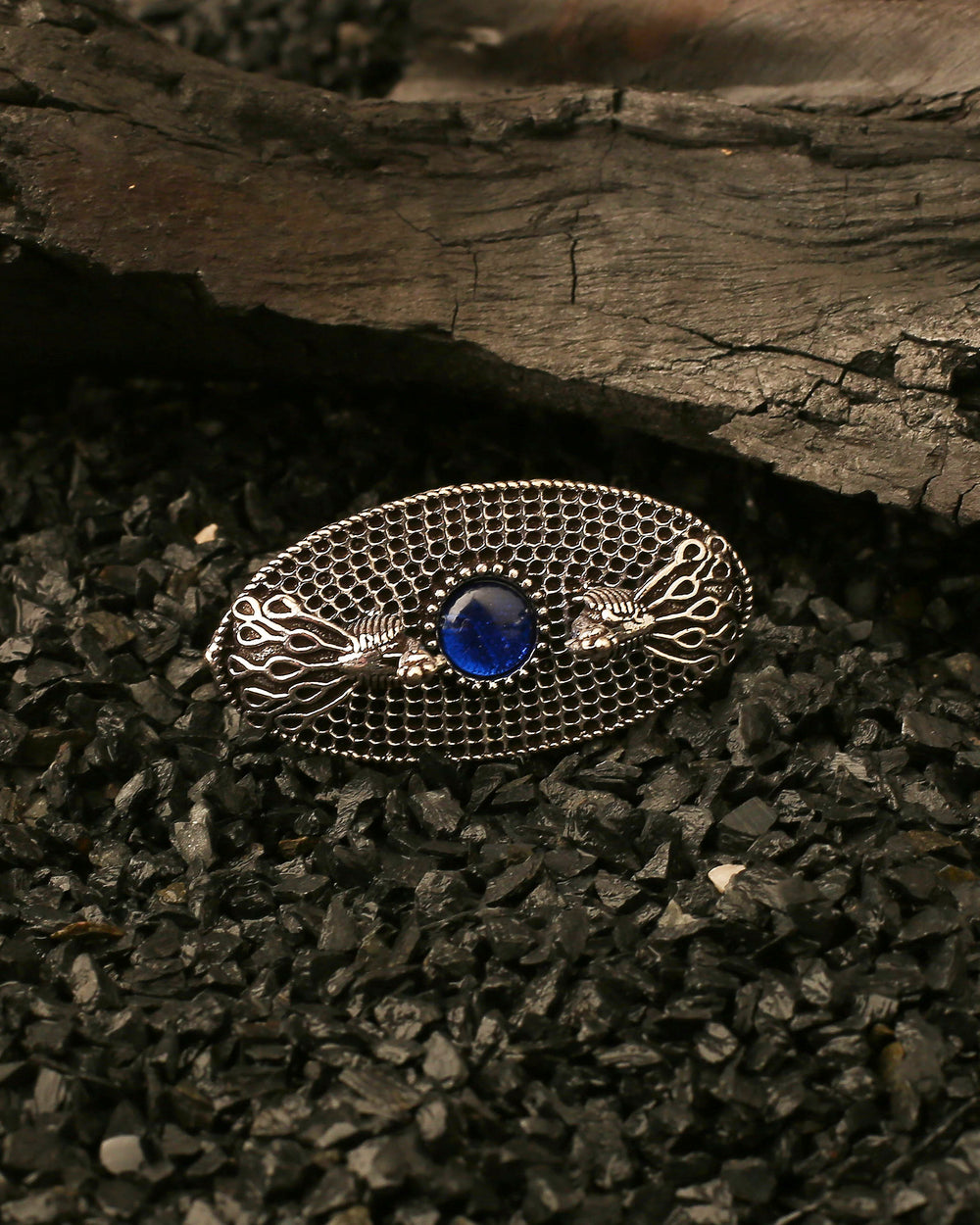 Oxidized Blue Peacock Ring