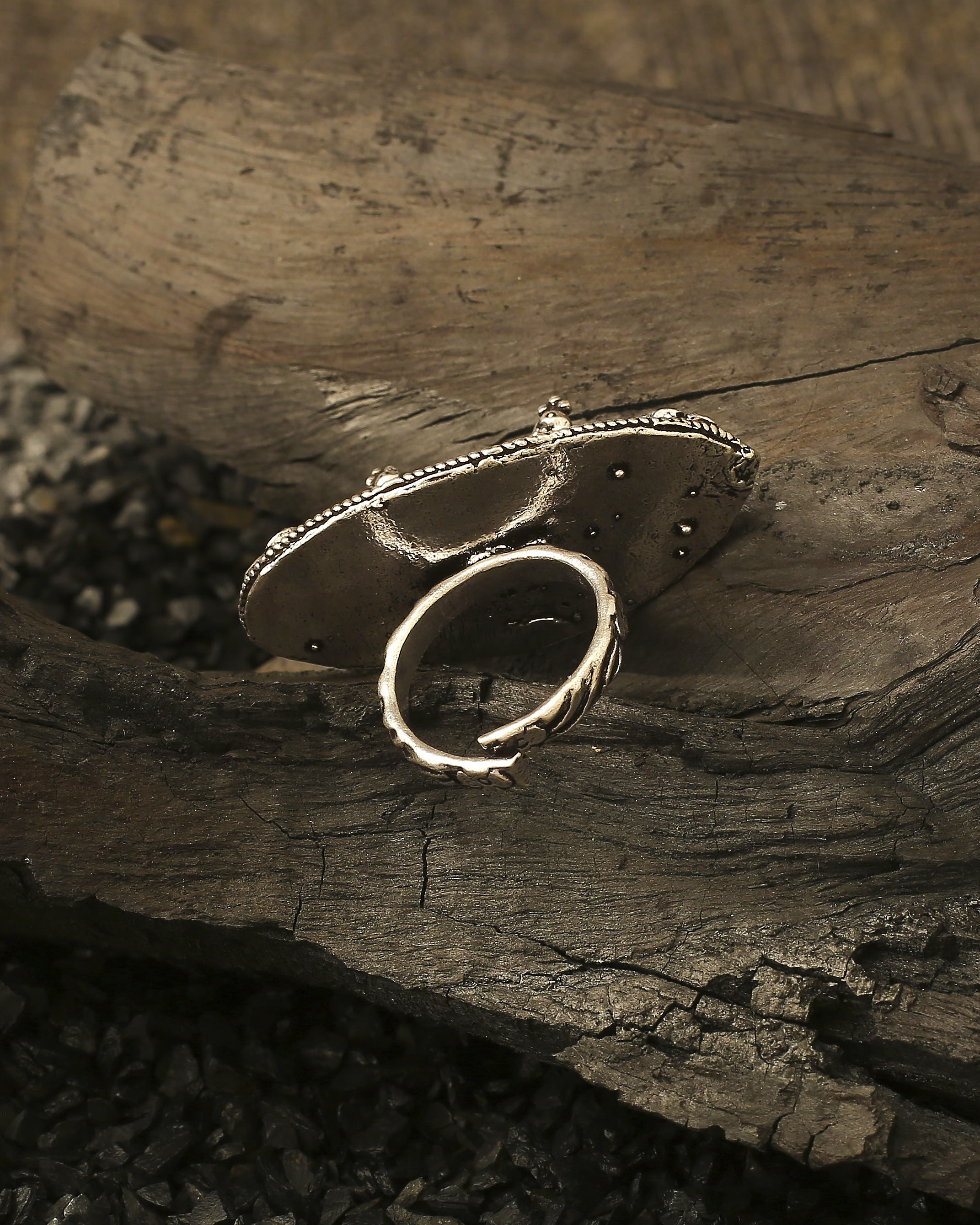 Oxidized Red Peacock Ring