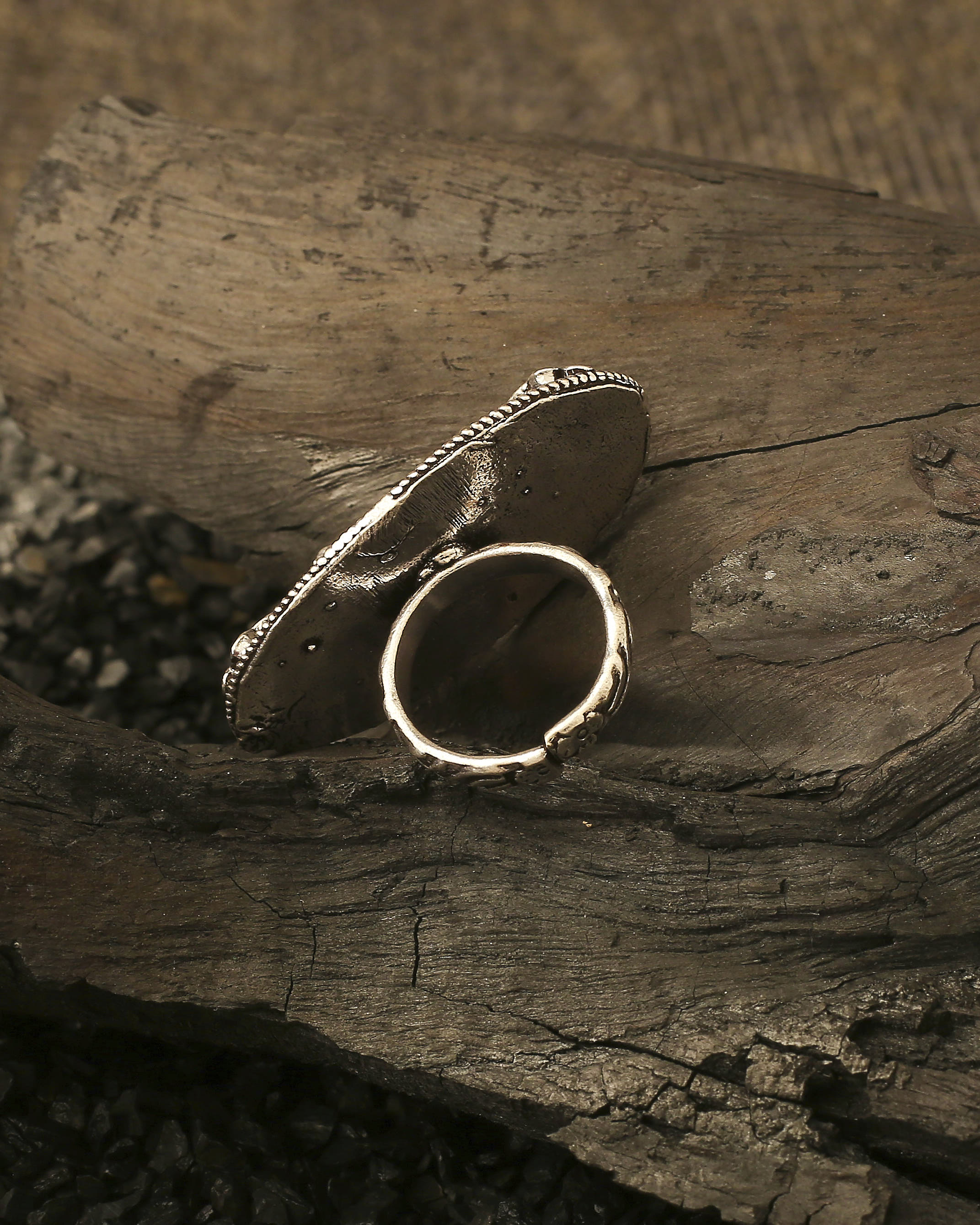 Oxidized Black Peacock Ring