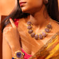 Purple Carved Stone Necklace Set