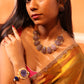 Purple Carved Stone Necklace Set