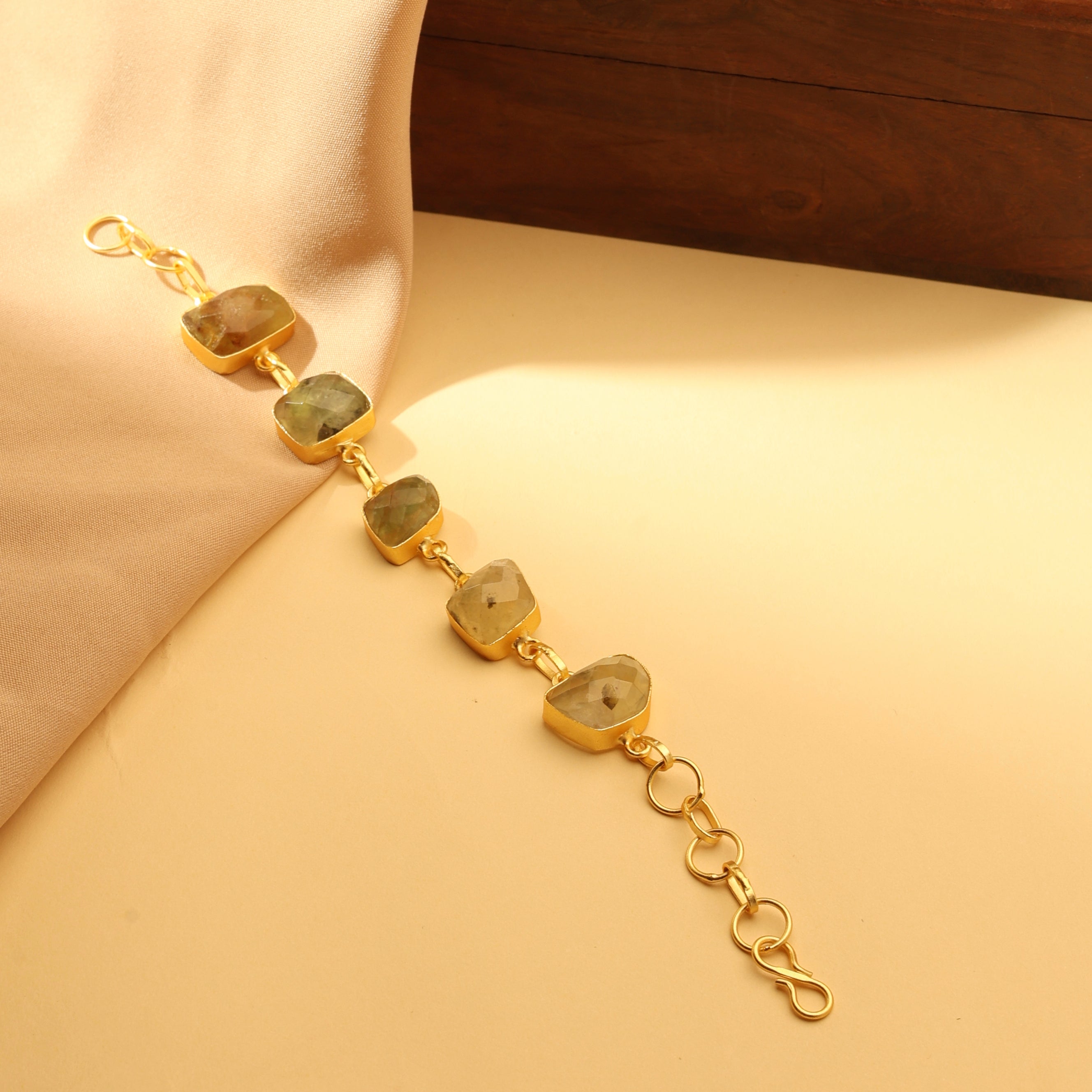 Faceted Natural Stone Link Bracelet