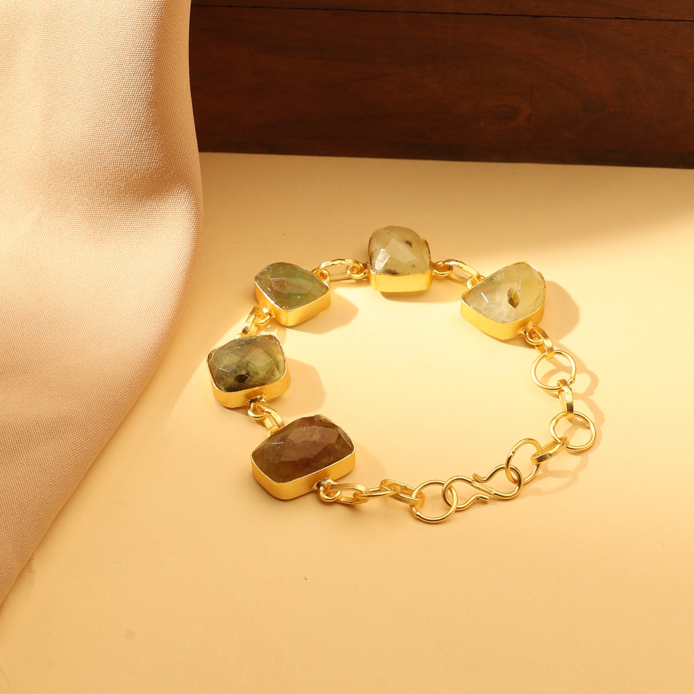 Faceted Natural Stone Link Bracelet