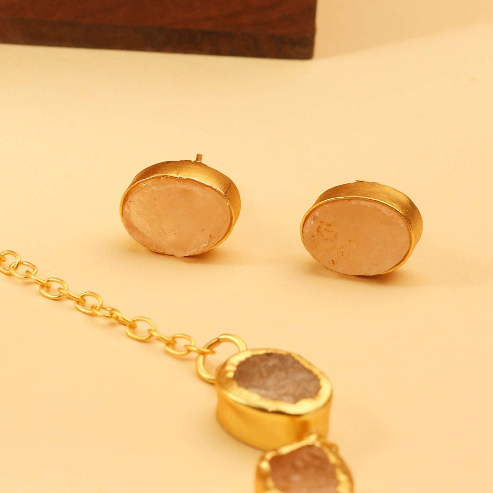 Rose Quartz Cluster Necklace Set