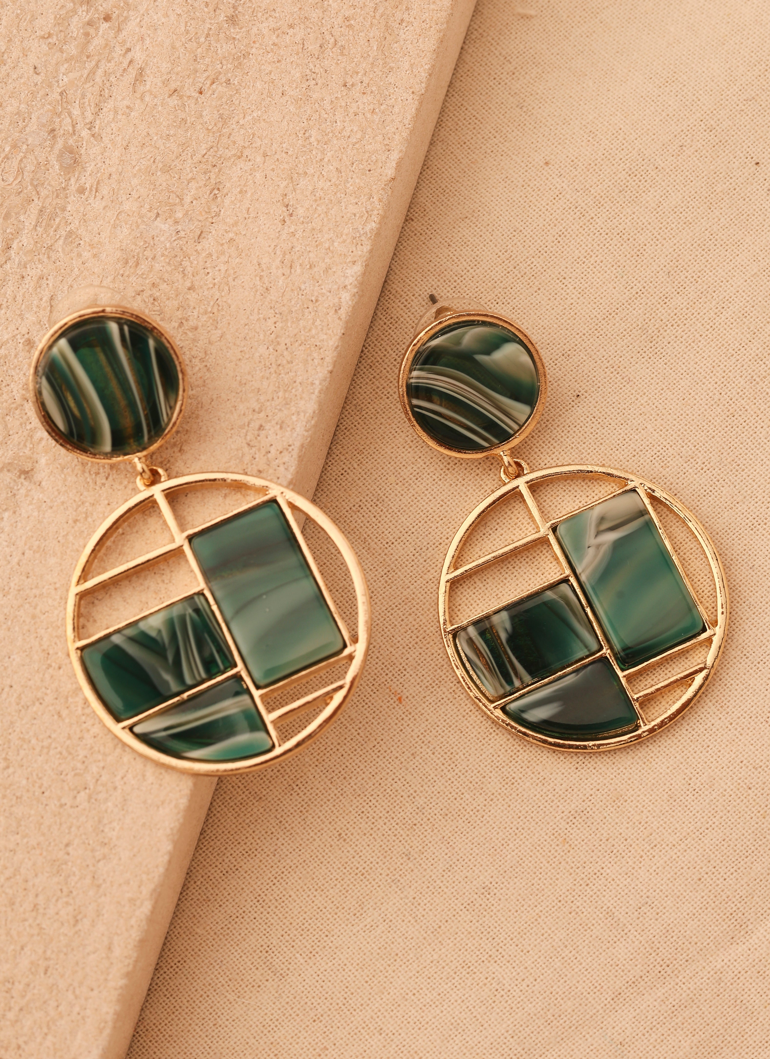 Green Marble Earrings