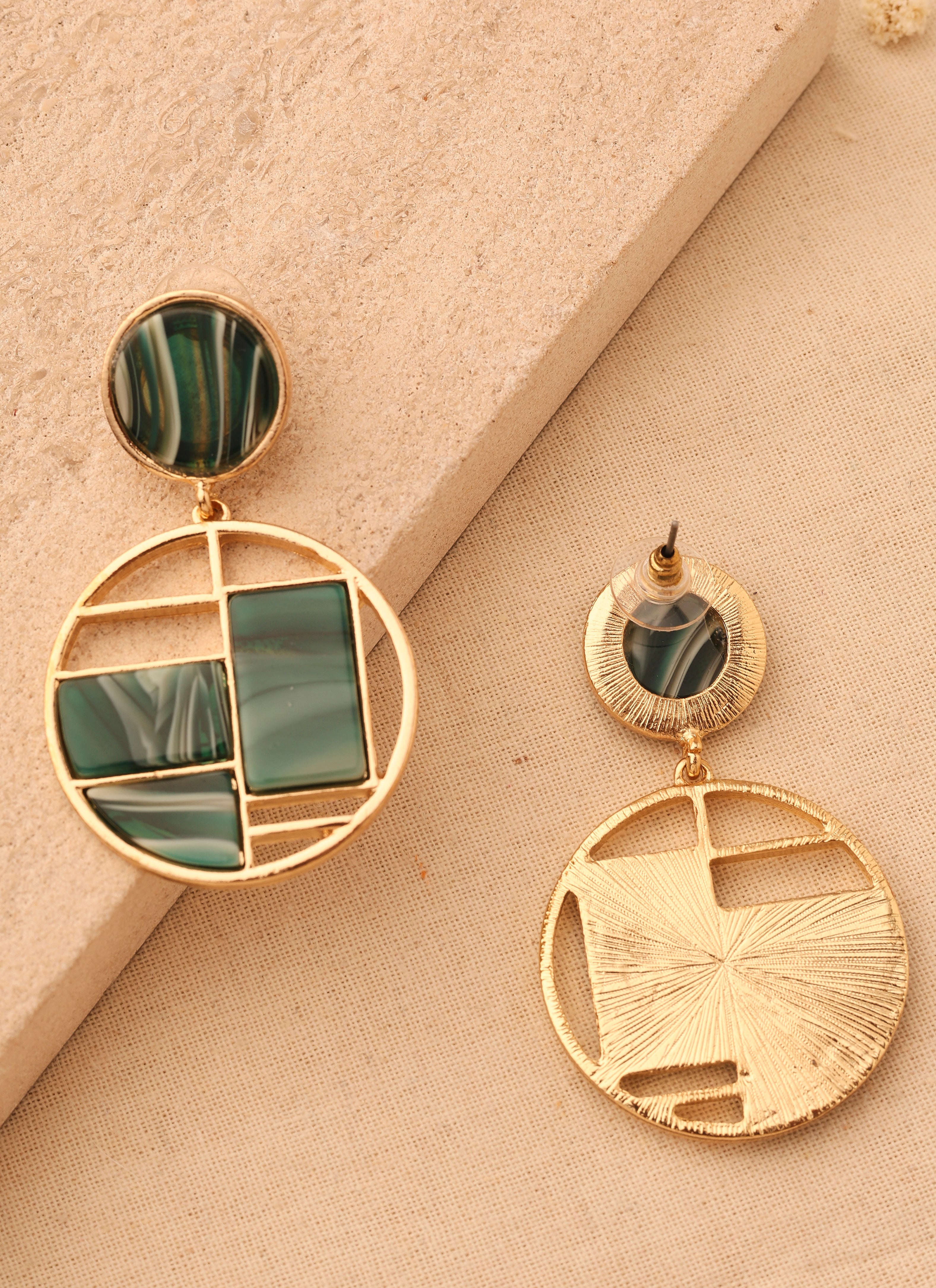 Green Marble Earrings