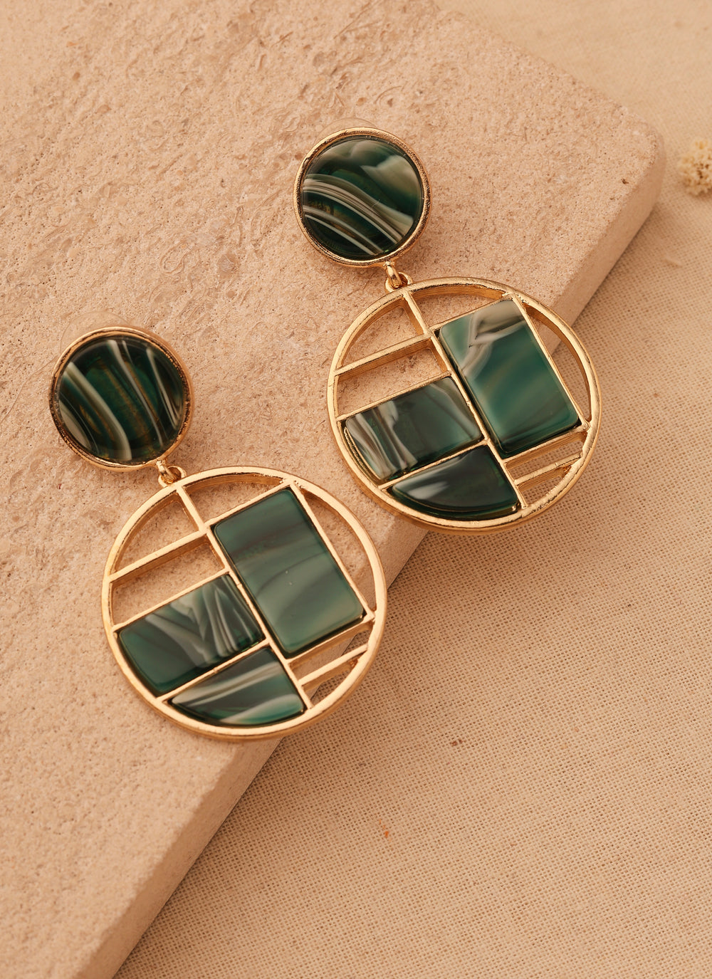 Green Marble Earrings