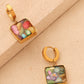 Gold Colourful Natural Stone Square Earrings