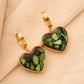 Green Natural Stone Love Earrings