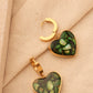 Green Natural Stone Love Earrings