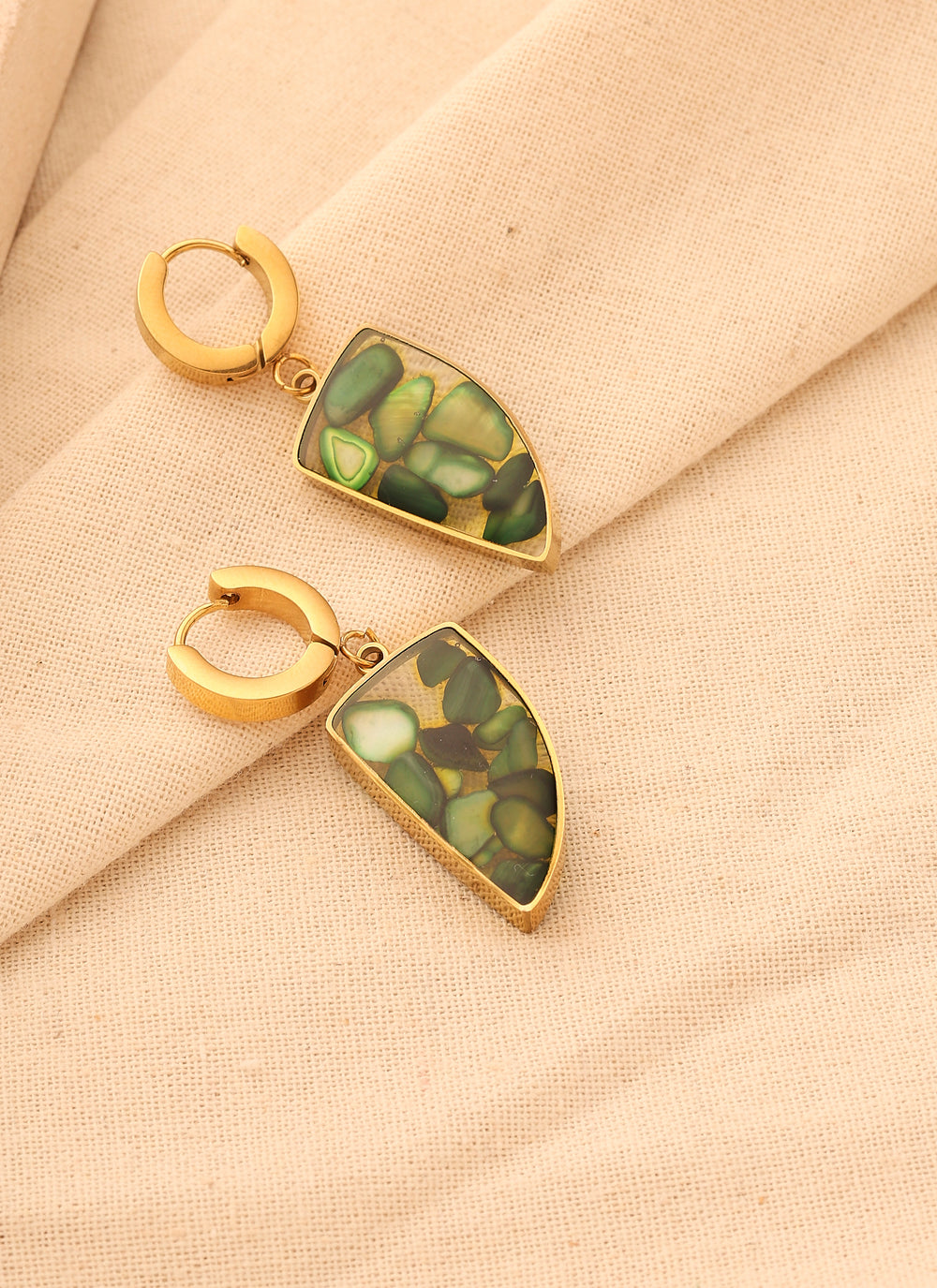 Green Natural Stone Earrings