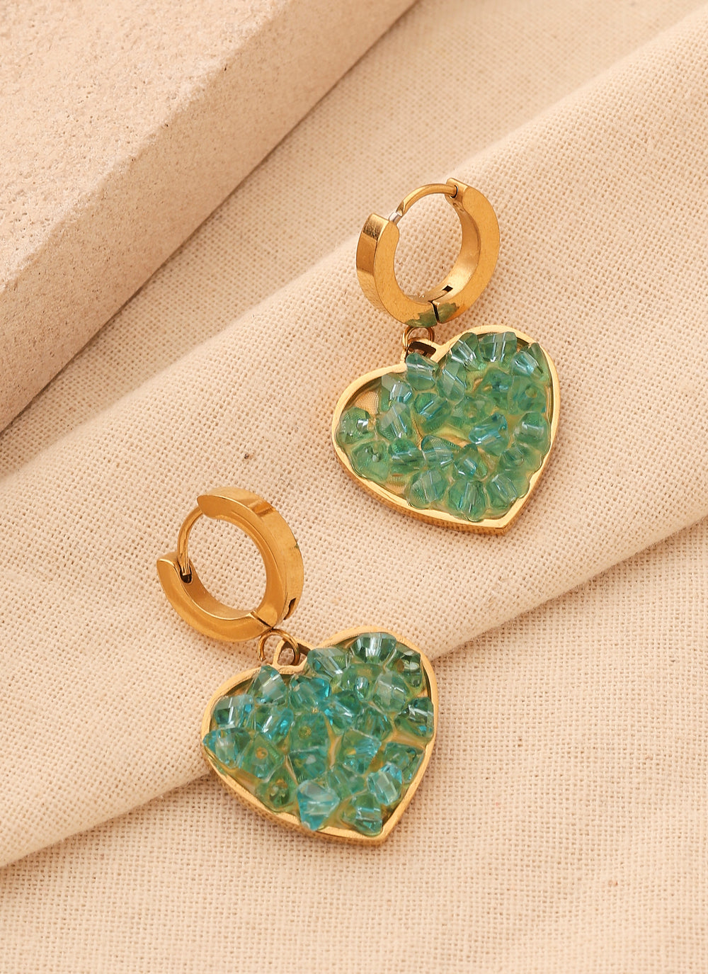 Sea Green Druzy Love Earrings