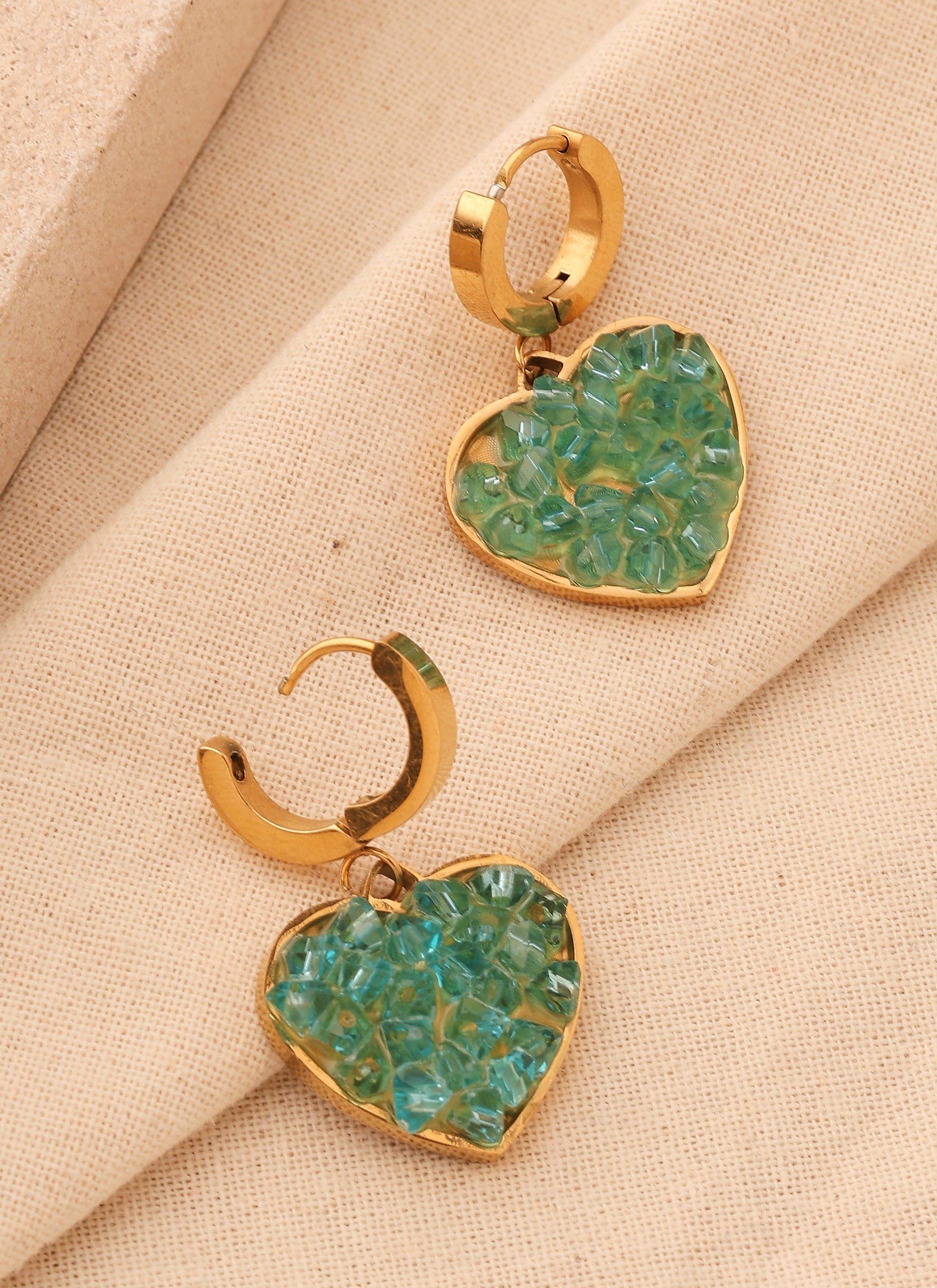 Sea Green Druzy Love Earrings