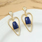 Golden Lapis Heart Earrings