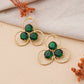 Three Circle Rings Earrings Green