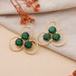 Three Circle Rings Earrings Green