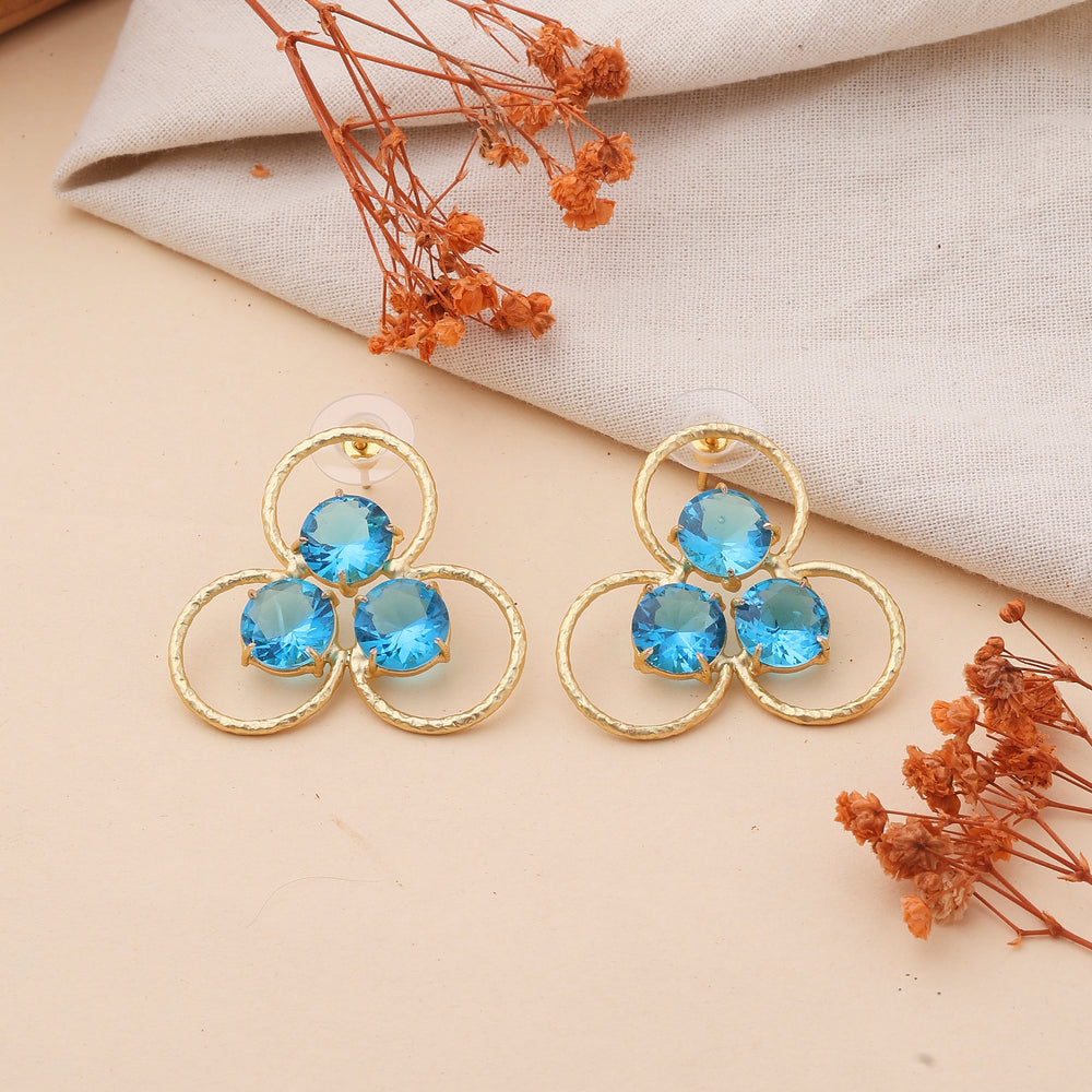 Three Circle Rings Earrings Light Blue Earrings