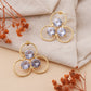 Three Circle Rings Earrings White