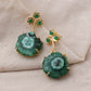 Green Matte Gold Serenity Earrings