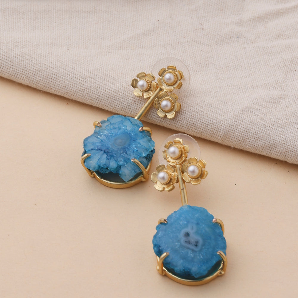 Blue Matte Gold Serenity Earrings