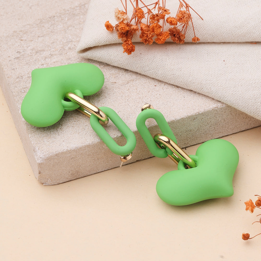 Green Love Hanger Earrings