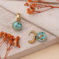 Turquoise Blue Round Stone Earrings