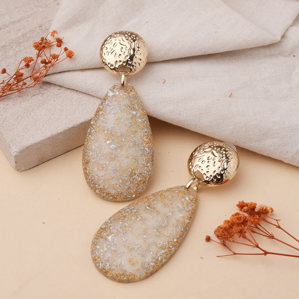 Gold and White Shimmer Earrings