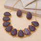 Purple Carved Stone Necklace Set