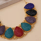 Multicolour Carved Stone Necklace Set