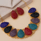 Multicolour Carved Stone Necklace Set