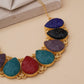 Multicolour Carved Stone Necklace Set