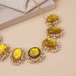 Bright Yellow Glass Stone Necklace Set