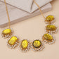 Bright Yellow Glass Stone Necklace Set