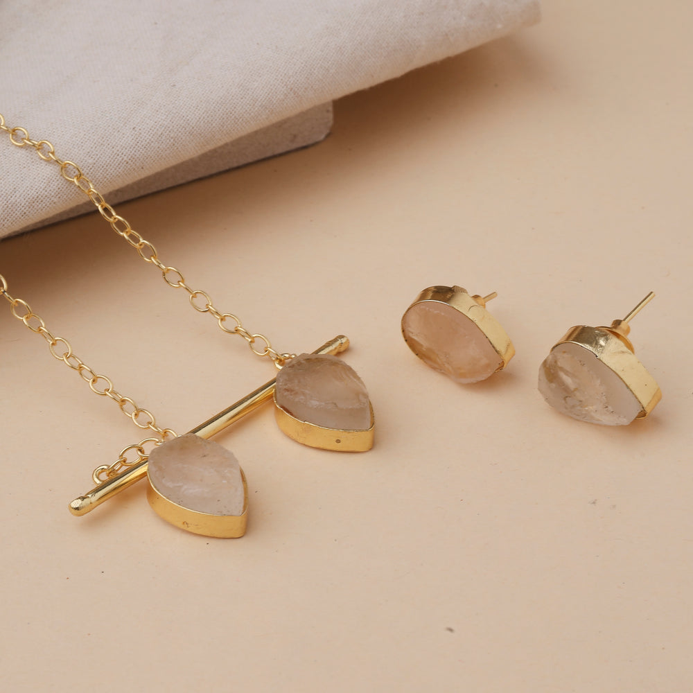 Flute Topaz Stone Necklace Set