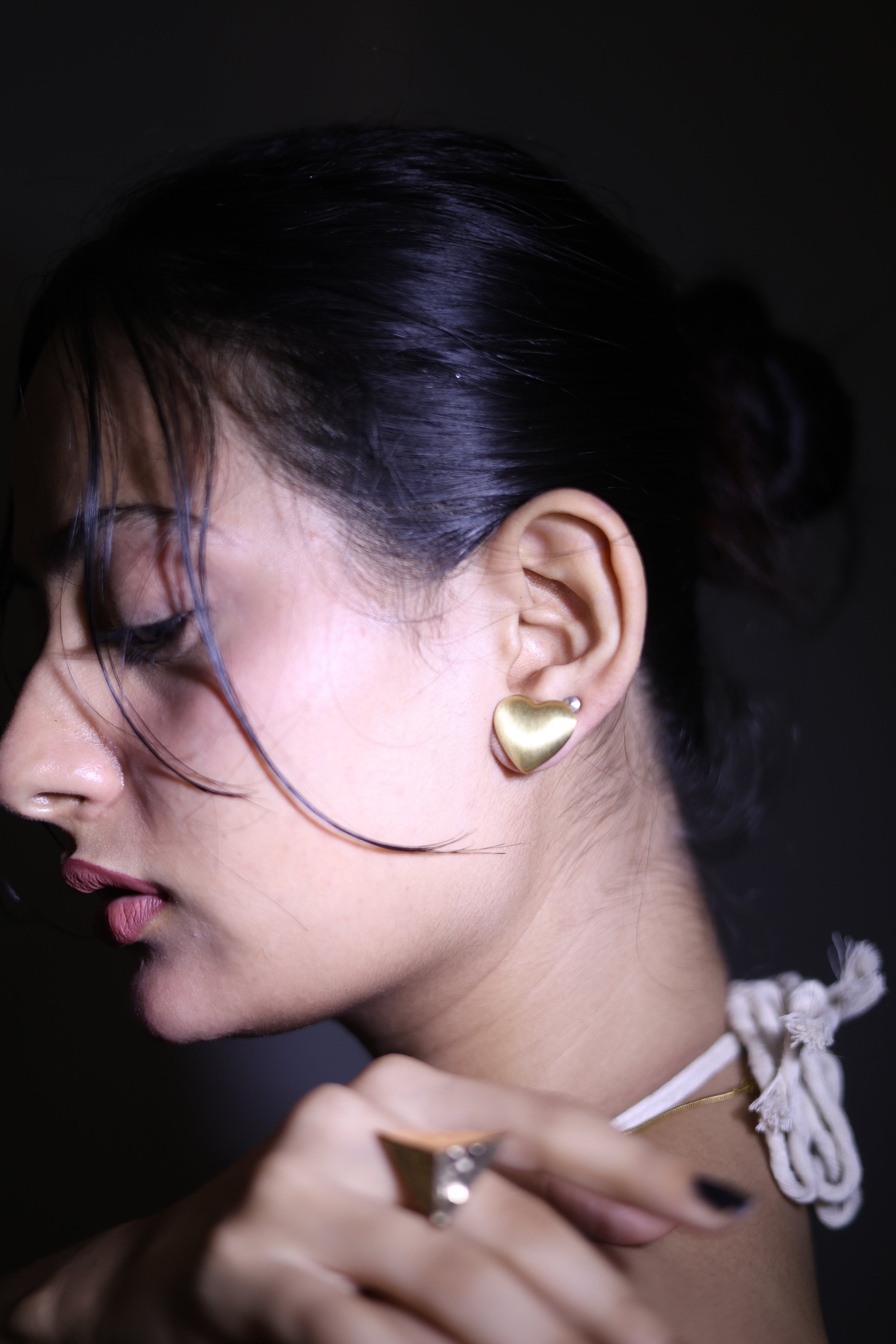 Gold Heart Studs