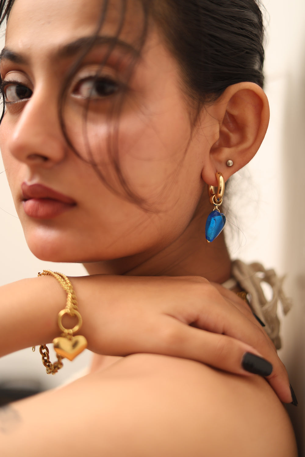 Blue Stone Love Earrings