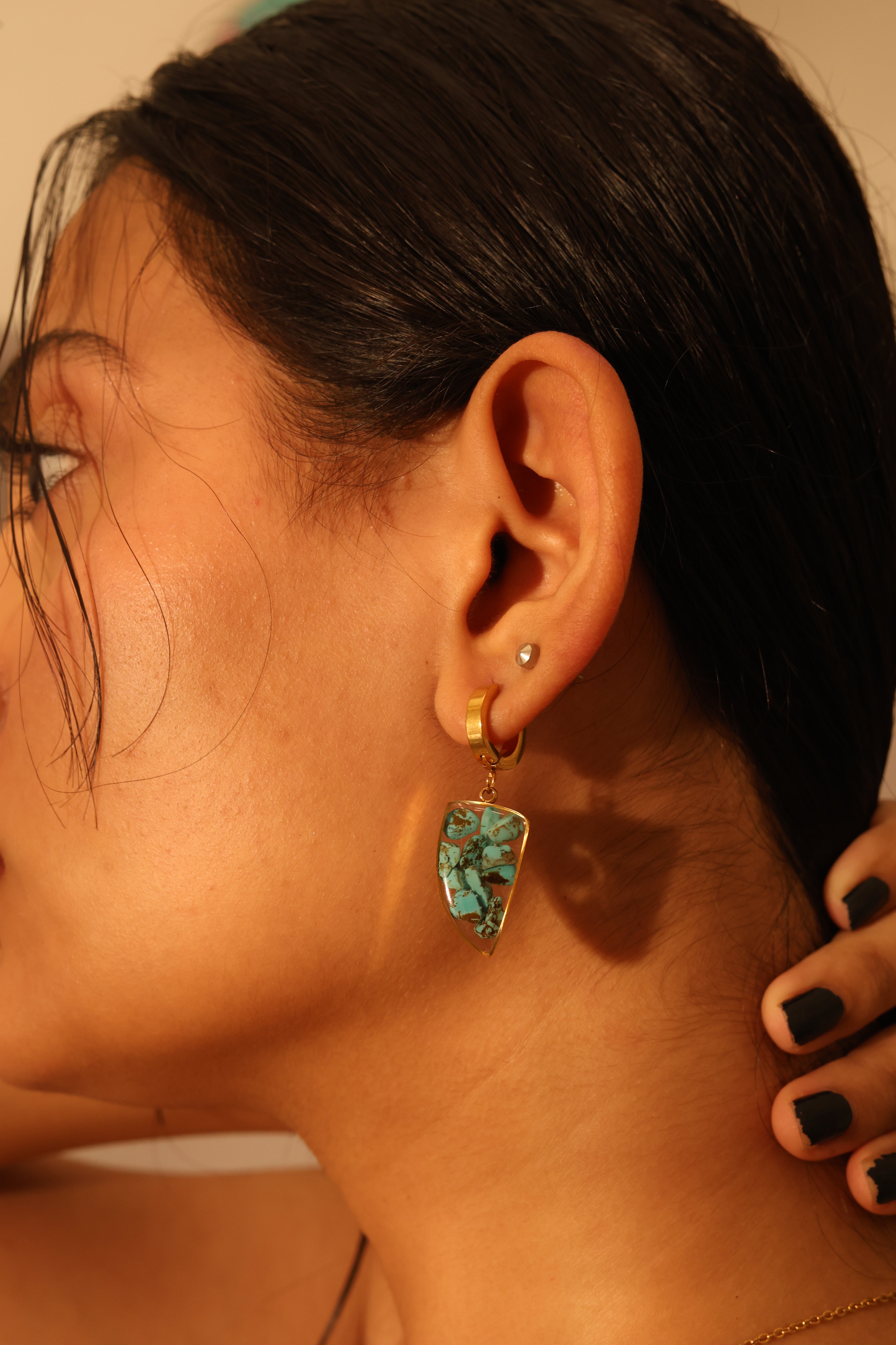 Turquoise Blue Natural Stone Earrings