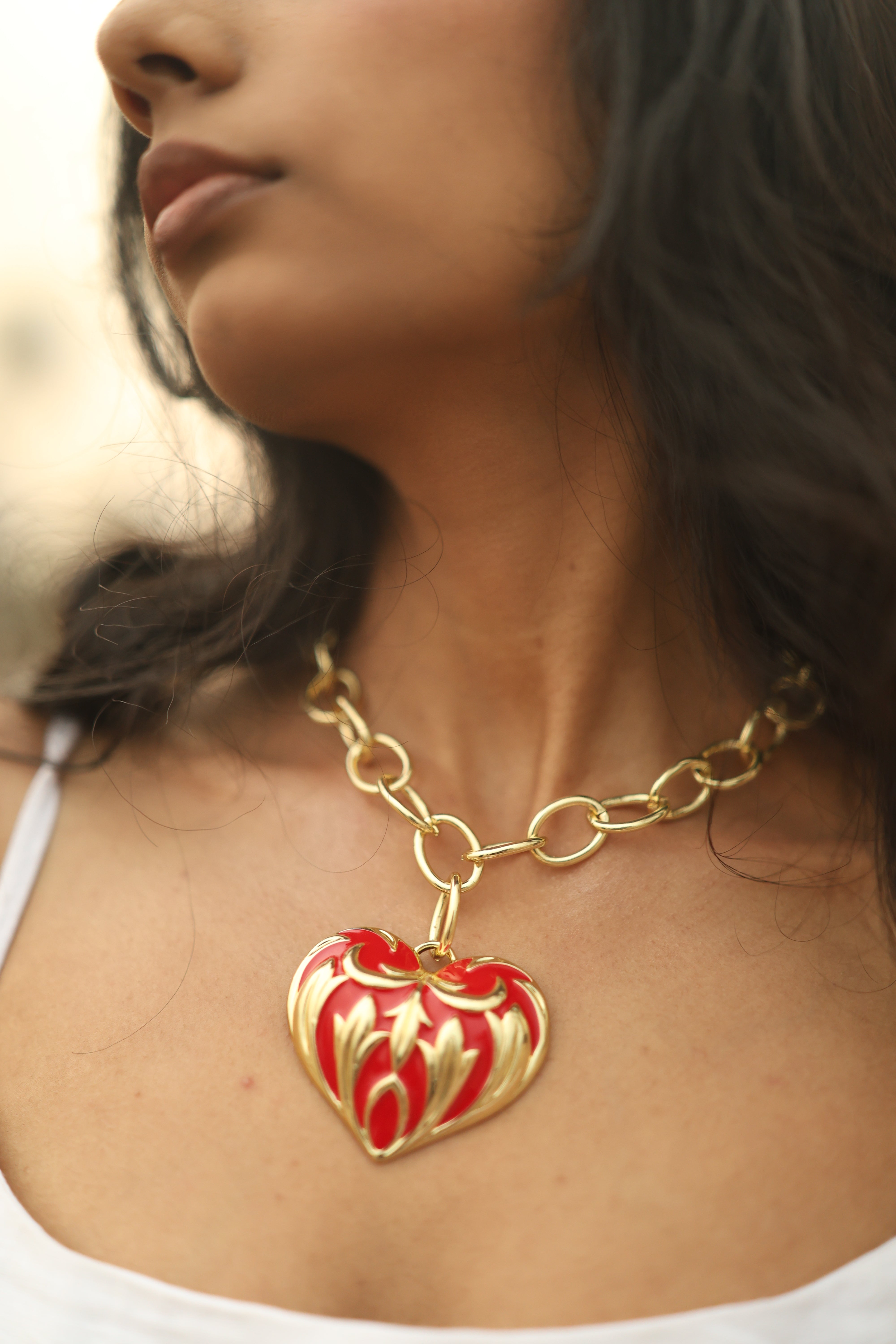 Flame Heart Statement Necklace