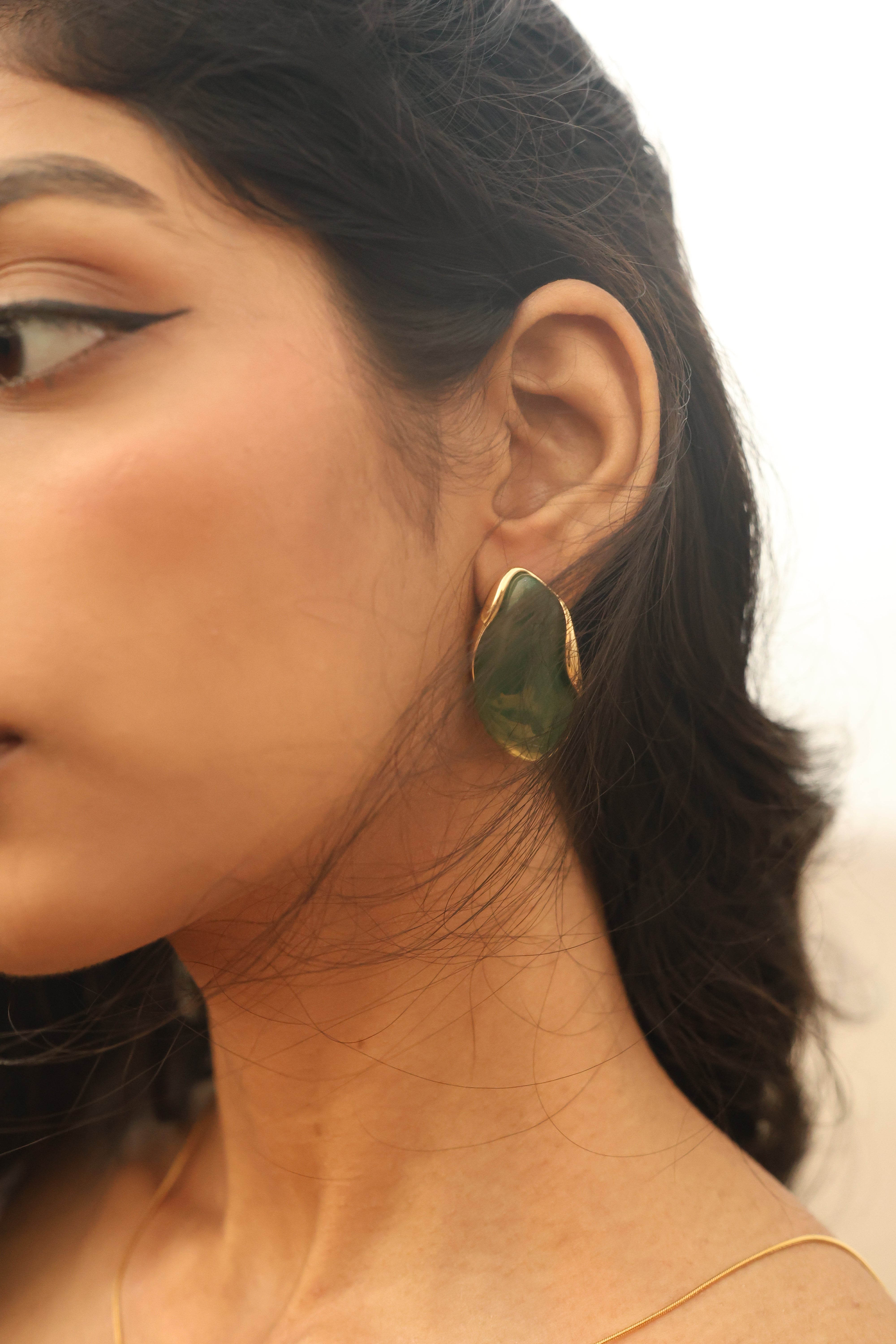 Olive Flow Resin Studs