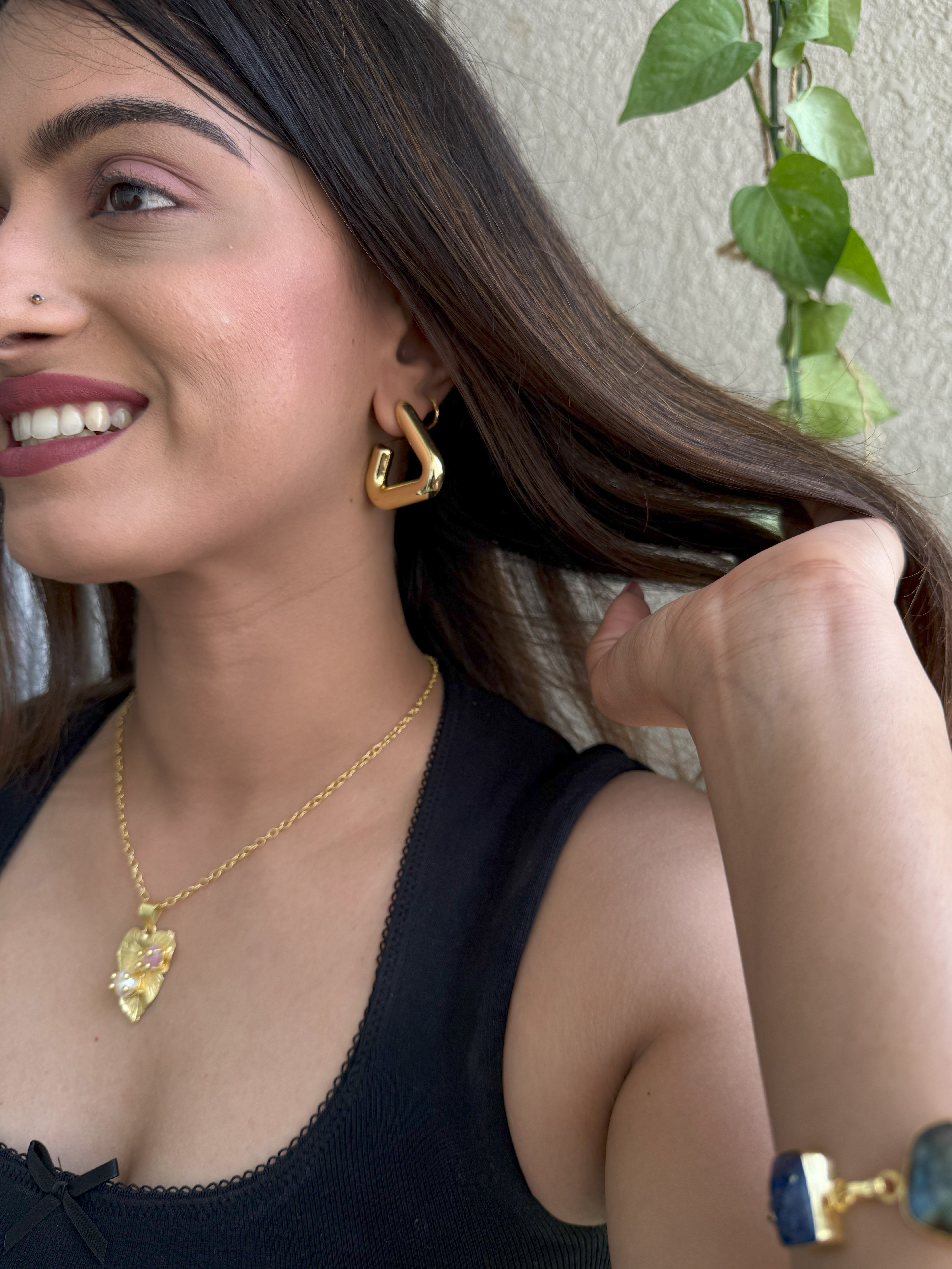 Radiant Triangle gold earrings