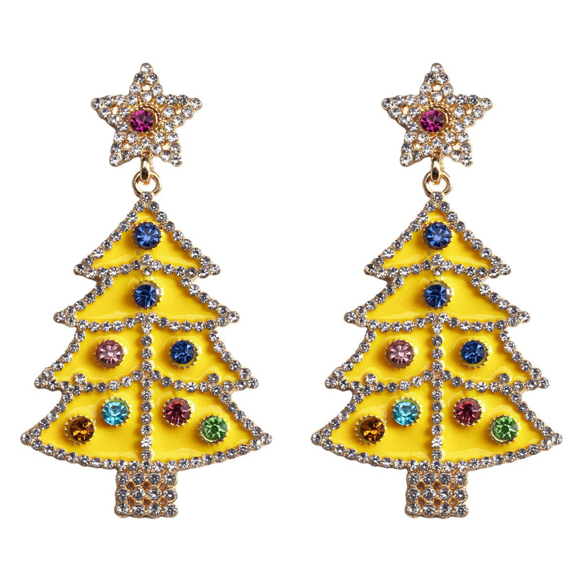 Sunlit Christmas tree earrings