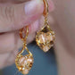 Golden Glitter Heart Earrings